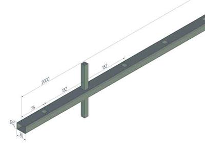 Traverse 30x20x2000mm, mit 15 Durchgangsbohrungen 12,5x12,5mm