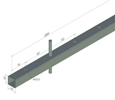 Traverse 40x40x2000mm, mit 15 Durchgangsbohrungen Ø 12,5mm