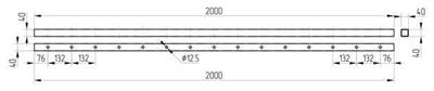 Traverse 40x40x2000mm, mit 15 Durchgangsbohrungen Ø 12,5mm