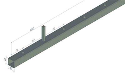 Traverse 40x40x2000mm, mit 15 einseitigen Bohrungen 12,5x12,5mm