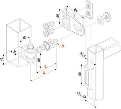 180°-Torband GBMU4D16, 4-fach verstellbar, M16