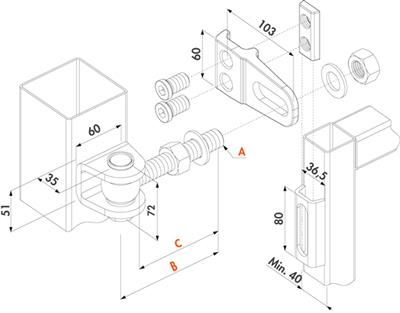 180°-Torband GBMU4D20, 4-fach verstellbar, M20