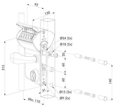 Mech. Codeschloss VINCI (LMKQ V2), für flache Profile 40-60mm