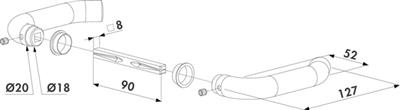 Drückerpaar 3006I aus Edelstahl, Stift 90mm