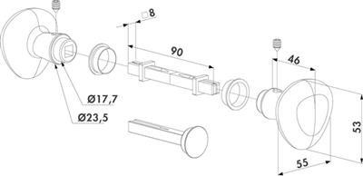 Dreieckknaufpaar 3006KR aus Aluminium, mehrteilig