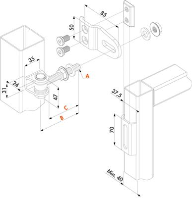 180°-Torband GBMU4, 4-fach verstellbar, M12