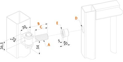 90°-Torband G90Z-B, Anti-Vandalismus, M20, Achslänge 67mm