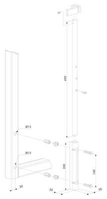 externer Bolzen-Stangenriegel VSF, Achse pulverbeschichtet, RAL 7016