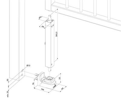 Hydraulischer Einbau-Torschließer INTERIO RAL9005, Öffnung 125°