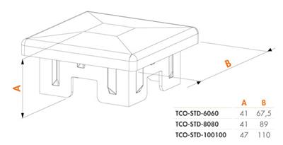 Pfostenkappe TCO-STD-8080 aus Polypropylen, für 80x80mm