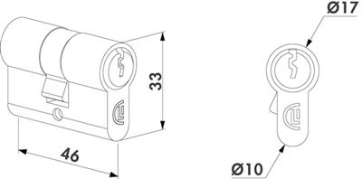 Profilzylinder 3012-46-STD-VCA, Länge 23/23mm