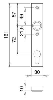 Kurzschild, eckige Form, Entfernung 72mm