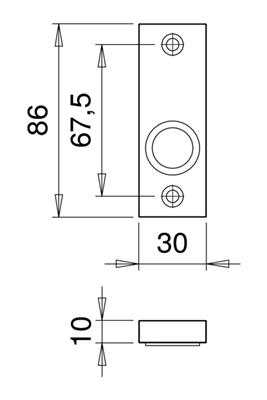 Drückerrosette asymmetrisch von edi, eckige Form