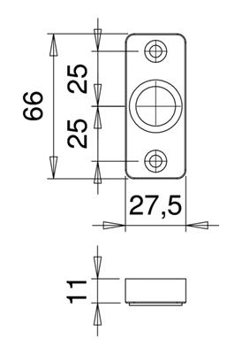 Drückerrosettenpaar von edi, eckige Form, 25,5x65mm