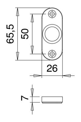 Drückerrosettenpaar von edi, ovale Form, 26x65,5mm