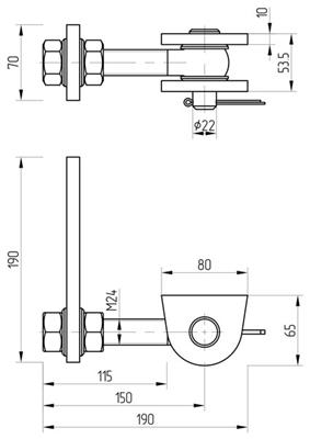 Torband aus Stahl (blank), 180° verstellbar, M24