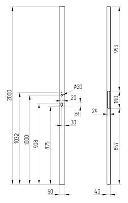 Anschweißprofil, Rohr 60x40x2mm, Länge 2000mm für FIFTYLOCK