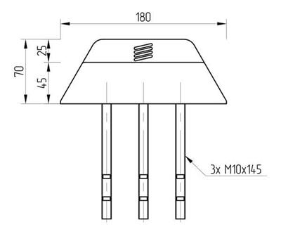 Auflaufschuh QUADRO, RAL7016 Anthrazitgrau, 180x180mm, Höhe 70mm