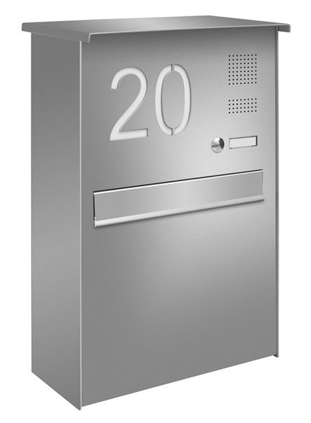 Zaunbriefkasten FRISCO mit Funktionsfeld und Hausnummer, Edelstahl