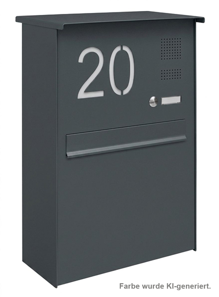 Zaunbriefkasten FRISCO mit Funktionsfeld und Hausnummer, RAL7016