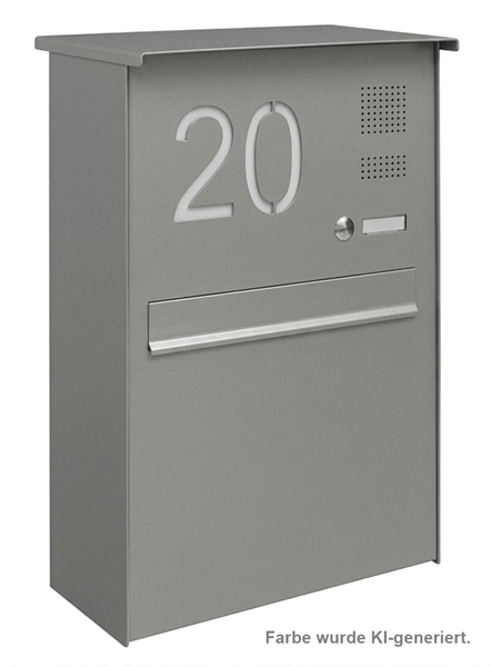Zaunbriefkasten FRISCO mit Funktionsfeld und Hausnummer, RAL9007