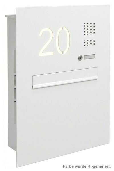 Zaunbriefkasten  FRISCO mit Frontplatte, Funktionsfeld und Hausnummer, RAL 9007