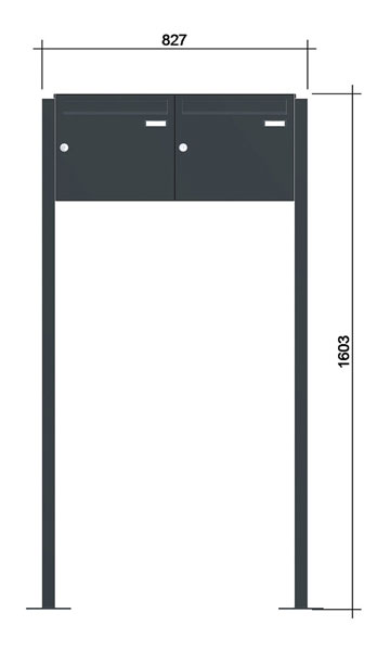 Freistehende Briefkastenanlage ´2' -zAoF- Stahlblech RAL7016/9016