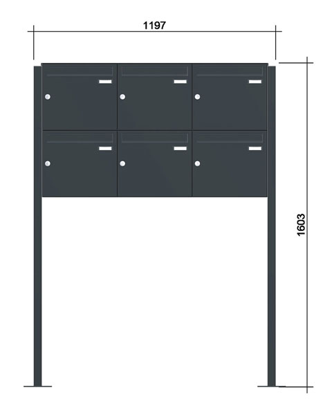 Freistehende Briefkastenanlage ´6' -zAoF- Stahlblech RAL7016/9016