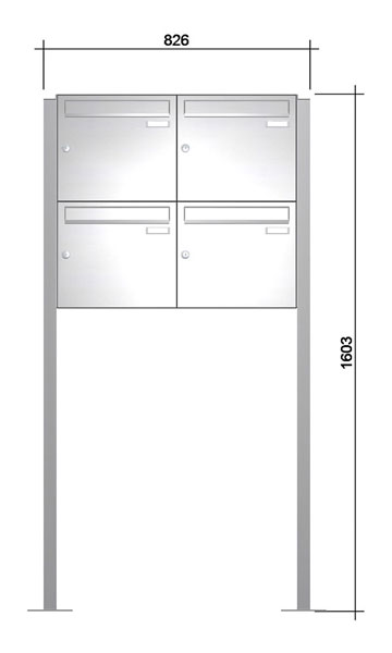 Freistehende Briefkastenanlage ´4' -zAoF-  Edelstahl