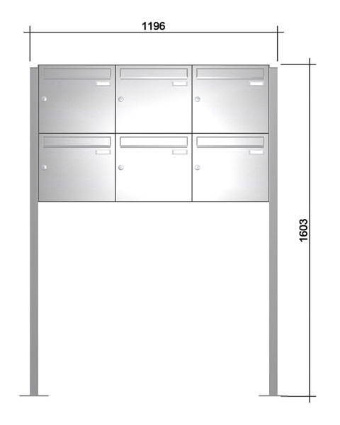 Freistehende Briefkastenanlage ´6´ -zAoF-  Edelstahl