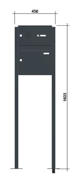 Freistehende Briefkastenanlage ´1´ -zAmF- Stahlblech RAL7016/9016