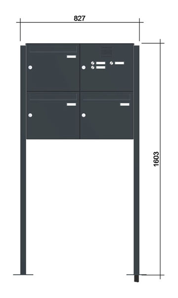 Freistehende Briefkastenanlage ´3´ -zAmF- Stahlblech RAL7016/9016
