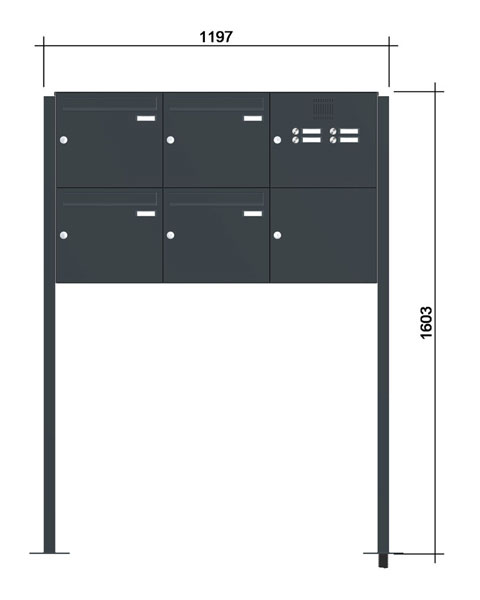 Freistehende Briefkastenanlage ´4´ -zAmF- Stahlblech RAL7016/9016