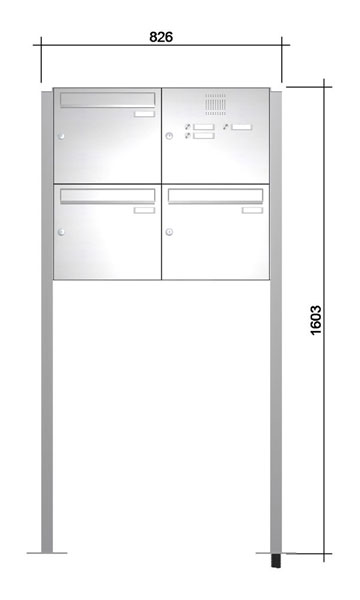 Freistehende Briefkastenanlage ´3´ -zAmF- Edelstahl