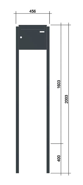 Freistehende Briefkastenanlage ´1´-zEoF- Stahlblech RAL7016/9016