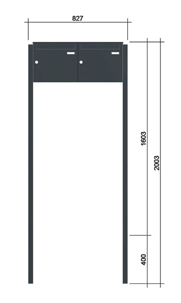 Freistehende Briefkastenanlage ´2´ -zEoF- Stahlblech RAL7016/9016