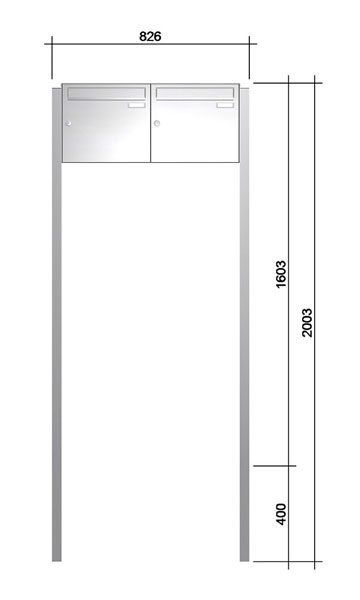 Freistehende Briefkastenanlage ´2´ -zEoF-  Edelstahl