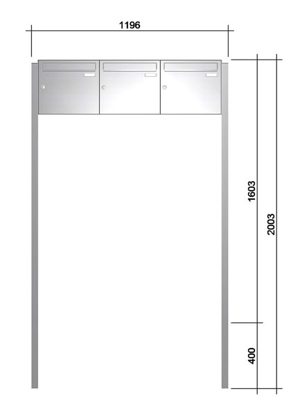 Freistehende Briefkastenanlage ´3´ -zEoF-  Edelstahl