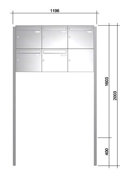 Freistehende Briefkastenanlage ´5´ -zEoF-  Edelstahl