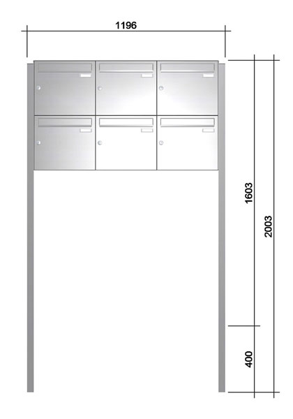 Freistehende Briefkastenanlage ´6´ -zEoF-  Edelstahl
