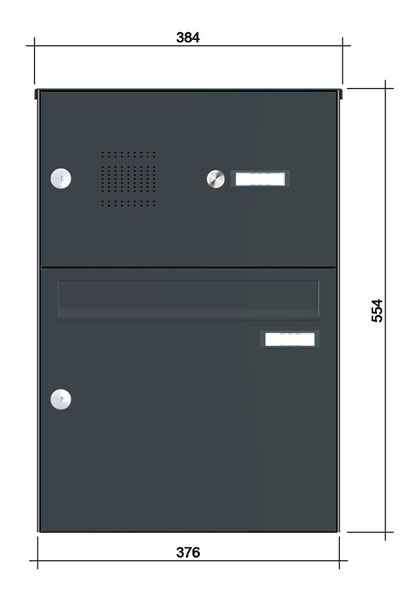 Aufputz-Briefkastenanlage ´1´ -mF- Stahlblech RAL7016/9016
