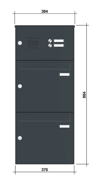 Aufputz-Briefkastenanlage ´2´ -mF- Stahlblech RAL7016/9016