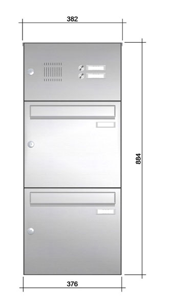 Aufputz-Briefkastenanlage ´2´ -mF- Edelstahl