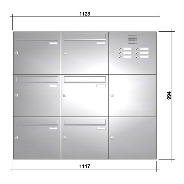 Aufputz-Briefkastenanlage ´6´ -mF- Edelstahl