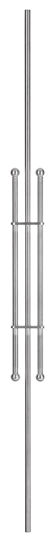 Designstab V2A, Typ GE 19, Mittelteil gerade, mit Kugeln