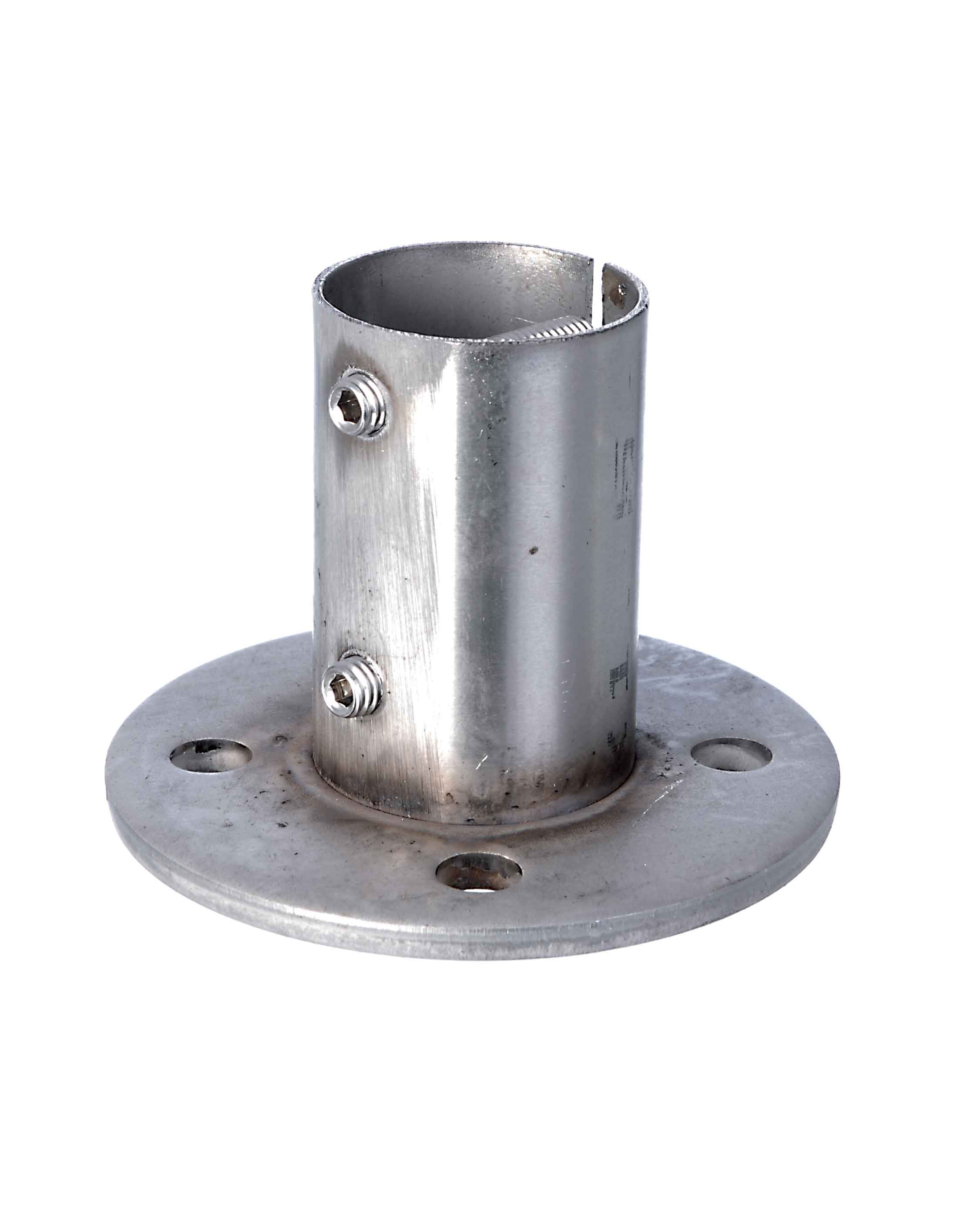 Bodenanker V2A, roh, Ø 100mm, für Rohr 48,3x2,0mm