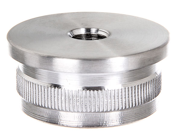 Endkappe V2A, hohl/gegossen, flach mit M8, für Rohr 33,7x2,0mm