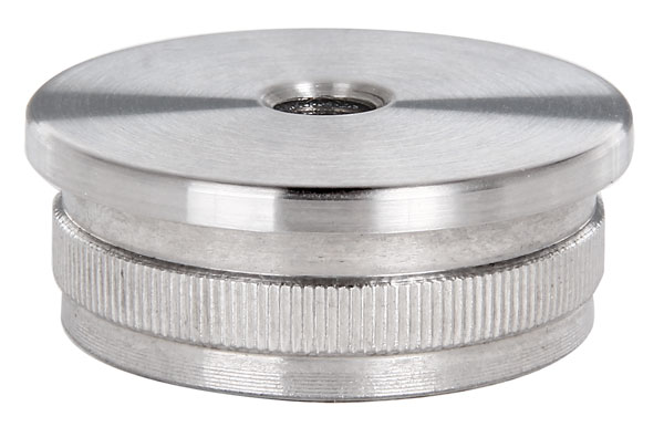 Endkappe V2A, hohl/gegossen, flach mit M8, für Rohr 42,4x2,0mm