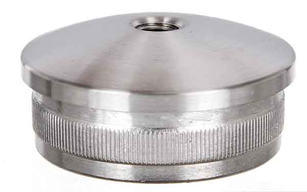 Endkappe V2A, hohl/gegossen, oval mit M8, für Rohr 48,3x2,0mm