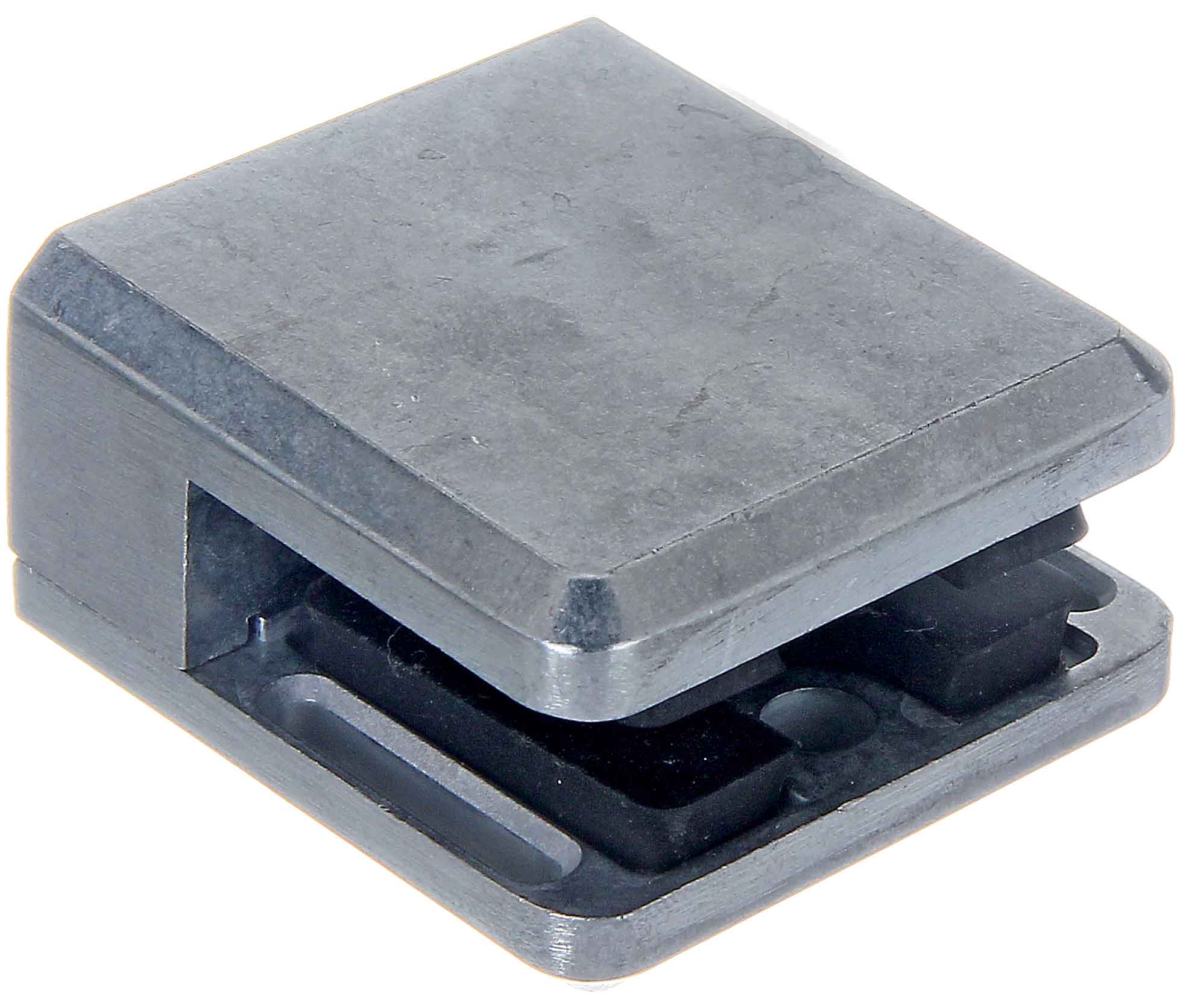 Glasklemme eckig für flache Profile, Zinkdruckguss, für 12,00mm/12,76mm